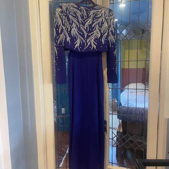 Beaded deep purple evening gown - Picture 4 of 6